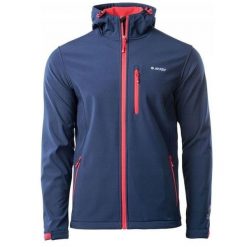 Kurtka męska Softshell Hi-Tec Caen - granatowo-pomarańczowa, Rozmiar L. Brązowe kurtki Hi-tec, l, bez wzorów, z polaru, bez kaptura. W wyprzedaży za 194.99 zł.