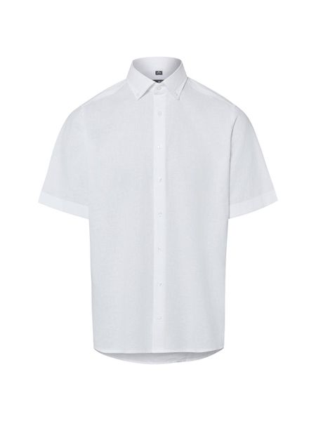 Nils Sundström koszula z krótkim rękawem z lnu Mężczyźni Modern Fit Bawełna biały, XL. Białe koszule Nils Sundström, m, bez wzorów, z bawełny, bez kołnierzyka, bez ramiączek. Za 169.95 zł.