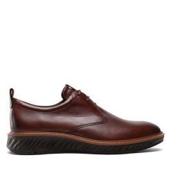 Półbuty ECCO. Brązowe eleganckie półbuty ecco, bez wzorów, bez obcasa, bez zapięcia. Za 649.99 zł.