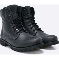 Panama Jack - Buty. Czarne botki sznurowane Panama Jack, bez wzorów, z materiału, z okrągłym noskiem, bez obcasa, bez zapięcia. W wyprzedaży za 499.90 zł.
