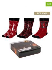 Lucky Socks Skarpety (3 pary) "House of Dragon" w kolorze czerwono-czarnym rozmiar: 40-46. Czarne skarpety Lucky Socks, bez wzorów. Za 82.99 zł.