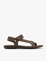 Szaro-brązowe sandały męskie z weluru. Brązowe sandały Ryłko, ze skóry, bez zapięcia. W wyprzedaży za 199.99 zł.