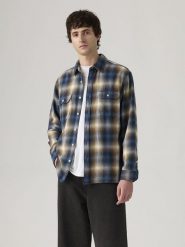 Levi's Koszula flanelowa - Regular fit - w kolorze granatowo-pomarańczowym rozmiar: L. Niebieskie koszule Levi's®, l, bez wzorów, z bawełny, bez kołnierzyka, bez ramiączek. Za 164.40 zł.