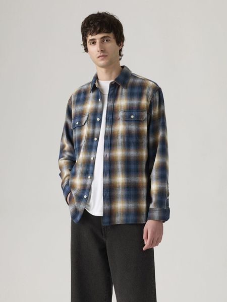 Levi's Koszula flanelowa - Regular fit - w kolorze granatowo-pomarańczowym rozmiar: M. Niebieskie koszule Levi's®, m, bez wzorów, z bawełny, bez kołnierzyka, bez ramiączek. Za 168.06 zł.