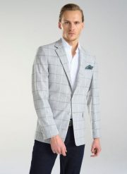 PAKO LORENTE – Jasnoszara marynarka męska w kratkę. Szare garnitury Pako Lorente, na co dzień, m, bez wzorów. Za 399.99 zł.