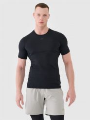 4F Koszulka treningowa szybkoschnąca męska - szara M. Czarne t-shirty 4F, m, bez wzorów, z dzianiny, bez kołnierzyka, bez ramiączek. Za 99.99 zł.