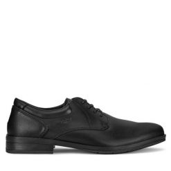 Półbuty Rieker. Czarne eleganckie półbuty Rieker, bez wzorów, bez obcasa, bez zapięcia. Za 429.99 zł.
