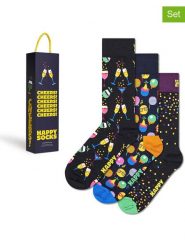 Happy Socks Skarpety (3 pary) w kolorze czarnym rozmiar: 41-46. Czarne skarpety Happy Socks, bez wzorów, prążkowane. Za 89.95 zł.