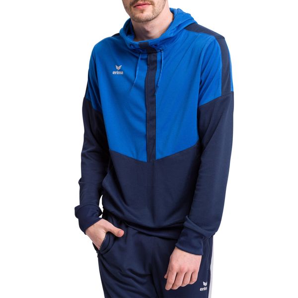 Bluza Erima Squad. Niebieskie bluzy z kapturem Erima, m, bez wzorów, z kapturem. W wyprzedaży za 177.40 zł.