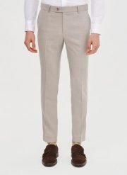 PAKO LORENTE – Spodnie garniturowe w kolorze beżowym. Brązowe garnitury Pako Lorente, m, bez wzorów, z elastanu. Za 249.99 zł.