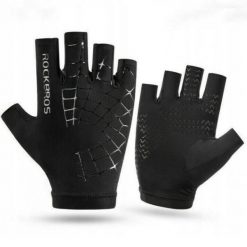 Rękawiczki rowerowe / sportowe ROCKBROS (S202) elastyczne. Czarne rękawiczki ROCKBROS, bez wzorów, z materiału. Za 29.99 zł.