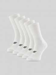 4F Skarpetki długie (5-pack) męskie - białe 43-46. Białe skarpety 4F, bez wzorów, z bawełny. Za 69.99 zł.