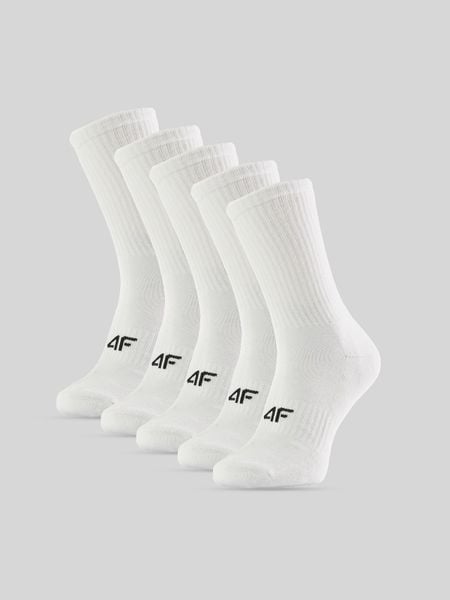 4F Skarpetki długie (5-pack) męskie - białe 43-46. Białe skarpety 4F, bez wzorów, z bawełny. Za 69.99 zł.