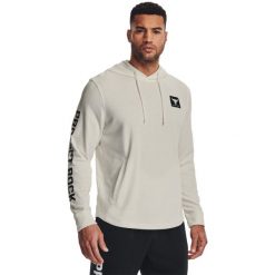 Bluza z kapturem Under Armour Project Rock Terry, Mężczyźni. Białe bluzy Under Armour, m, bez wzorów, z bawełny, z kapturem. Za 390.00 zł.