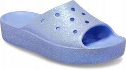 Klapki Dla Dorosłych Crocs Classic Platform Glitter Slide. Niebieskie klapki Crocs, z materiału. Za 119.99 zł.