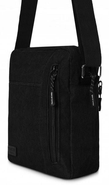 Męska, Materiałowa Torebka, Saszetka, Listonoszka - Pako Jeans - Czarna. Czarne torby na ramię Pako Jeans, bez wzorów, z jeansu, małe, bez dodatków. Za 45.00 zł.