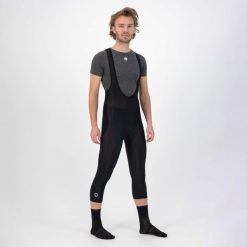 Spodenki rowerowe 3/4 męskie Rogelli BASIC DE LUXE. Czarne spodenki rowerowe Rogelli, l, bez wzorów, z elastanu. Za 229.00 zł.