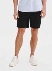 PAKO LORENTE - Czarne spodenki męskie z lnem. Czarne szorty Pako Lorente, m, bez wzorów, ze lnu. Za 99.99 zł.