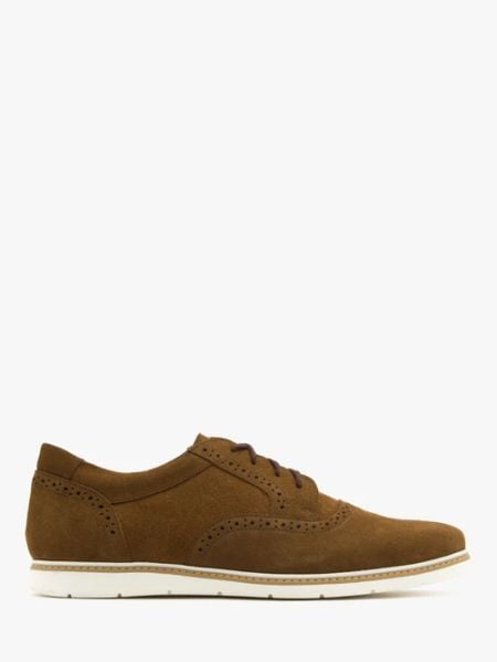 Brązowe półbuty z perforacją na cholewce. Brązowe eleganckie półbuty Ryłko, bez wzorów, ze skóry, bez obcasa, bez zapięcia. Za 379.99 zł.