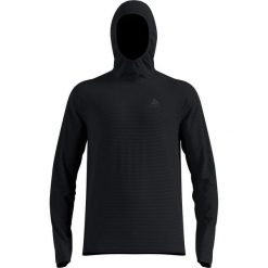 Bluza z kapturem Odlo Mid layer hoody ESSENTIAL THERMAL. Czarne bluzy z kapturem ODLO, na jesień, uniwersalny, bez wzorów, z elastanu, z kapturem. Za 339.99 zł.