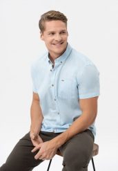 Koszula z lnem, Regular Fit, C-LIN. Niebieskie koszule Volcano, m, bez wzorów, z bawełny, bez kołnierzyka, bez ramiączek. Za 139.99 zł.