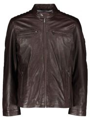 Bugatti Skórzana kurtka w kolorze ciemnobrązowym rozmiar: 54. Brązowe kurtki Bugatti, bez wzorów, ze skóry, bez kaptura. Za 891.99 zł.