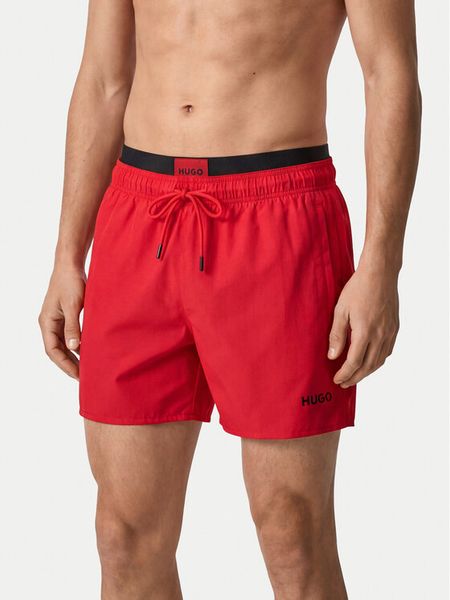 HUGO Szorty kąpielowe Galaxy 50561128 Czerwony Regular Fit. Czerwone kąpielówki Hugo, m, bez wzorów, z syntetyku. Za 349.99 zł.