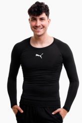 Koszulka piłkarska męska PUMA Liga Baselayer Tee. Czarne bielizna termoaktywna Puma, m, bez wzorów, z elastanu, bez ramiączek, do piłki nożnej. Za 76.99 zł.
