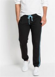 Spodnie dresowe. Czarne spodnie treningowe długie bonprix, l, bez wzorów, z dresówki. Za 119.99 zł.
