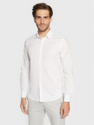Sisley Koszula 5CNX5QL19 Biały Slim Fit. Białe koszule Sisley, m, bez wzorów, z bawełny, bez kołnierzyka, bez ramiączek. Za 99.99 zł.