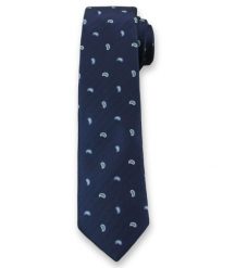 Krawat Męski ze Wzorem PAISLEY - 6 cm - Angelo di Monti, Ciemny Granatowy. Niebieskie krawaty i muchy Angelo di Monti, bez wzorów. Za 45.00 zł.
