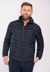 Krótka kurtka pikowana J‑MODERO. Niebieskie kurtki Volcano, na jesień, m, bez wzorów, z dzianiny, bez kaptura. Za 329.99 zł.