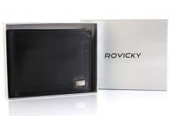 Portfel skórzany Rovicky CPR-021-BAR czarny. Czarne portfele ROVICKY, bez wzorów, ze skóry. Za 71.99 zł.
