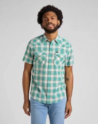 LEE SS WESTERN SHIRT MĘSKA KOSZULA TEAL WASH L66OOBUB 112145388. Koszule Lee, l, bez wzorów, bez kołnierzyka, bez ramiączek. Za 119.99 zł.