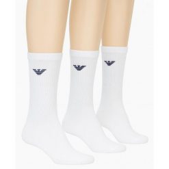 Skarpety męskie Emporio Armani Calza 3-Pack. Białe skarpety Emporio Armani Connected, bez wzorów. Za 99.00 zł.