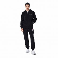 Męska Bluza Z Zamkiem Błyskawicznym Z Logo Na Piersi. Szare bluzy z kapturem Champion, m, bez wzorów, z bawełny, z kapturem. Za 426.99 zł.