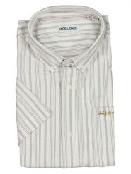 Jack & Jones Koszula "Devin" w kolorze biało-szarym rozmiar: L. Białe koszule Jack & Jones, l, bez wzorów, z bawełny, bez kołnierzyka, bez ramiączek. Za 82.99 zł.