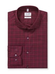 OLYMP Koszula "Level 5" - Body fit - w kolorze czerwono-czarnym rozmiar: 42. Czarne koszule Olymp, bez wzorów, z bawełny, bez kołnierzyka, bez ramiączek. Za 117.73 zł.