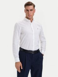 Tommy Hilfiger Koszula Flex Dobby MW0MW44570 Biały Slim Fit. Białe koszule Tommy Hilfiger, m, bez wzorów, z bawełny, bez kołnierzyka, bez ramiączek. Za 369.99 zł.
