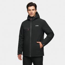 Kurtka turystyczna męska zimowa Alpinus Causses czarna. Czarne kurtki Alpinus, na zimę, m, bez wzorów, z materiału, z kapturem. Za 549.00 zł.