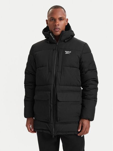Reebok Kurtka zimowa RCC00077 Czarny Regular Fit. Czarne kurtki Reebok, na zimę, l, bez wzorów, z syntetyku, bez kaptura. Za 449.99 zł.