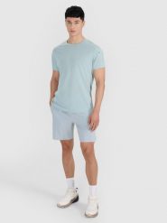 4F Spodenki treningowe szybkoschnące męskie 4F x Robert Lewandowski - turkusowe XXL. Białe krótkie spodenki sportowe 4F, m, bez wzorów, z dzianiny. Za 149.99 zł.