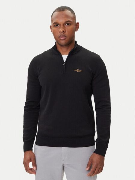 Aeronautica Militare Sweter 252MA1578UL00506 Czarny Regular Fit. Czarne swetry rozpinane Aeronautica Militare, m, bez wzorów, z bawełny, bez kołnierzyka, bez ramiączek. Za 549.99 zł.