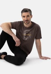 Bawełniany t-shirt, Comfort Fit, T-NEC. Brązowe t-shirty Volcano, l, bez wzorów, z bawełny, bez kołnierzyka, bez ramiączek. Za 69.99 zł.