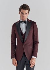 PAKO LORENTE – Marynarka smokingowa P22SF-3S-004-D-S. Czerwone garnitury Pako Lorente, na ślub cywilny, s, bez wzorów, z poliesteru. Za 499.99 zł.