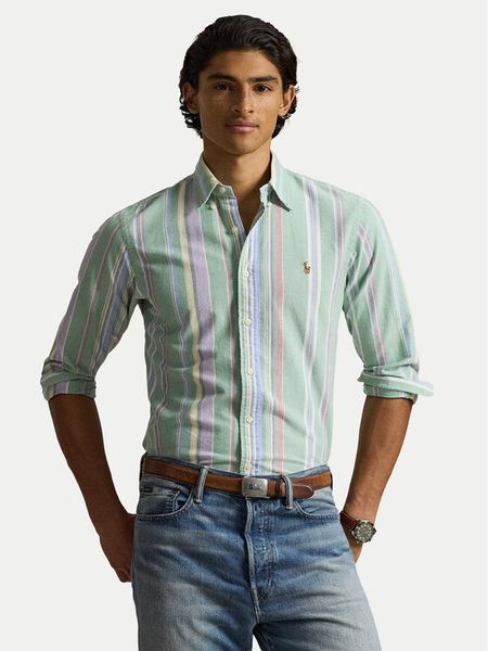 Polo Ralph Lauren Koszula 710928921002 Zielony jasny Custom Fit. Zielone koszule Polo Ralph Lauren, m, bez wzorów, z bawełny, bez kołnierzyka, bez ramiączek. Za 693.99 zł.