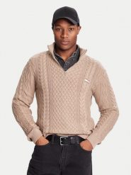 Tommy Jeans Sweter DM0DM22103 Brązowy Regular Fit. Brązowe swetry rozpinane Tommy Jeans, m, bez wzorów, z bawełny, bez kołnierzyka, bez ramiączek. Za 559.99 zł.
