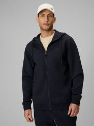 4F Bluza dresowa regular z kapturem męska - granatowa L. Niebieskie bluzy z kapturem 4F, l, bez wzorów, z bawełny, z kapturem. Za 169.99 zł.