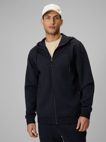 4F Bluza dresowa regular z kapturem męska - granatowa S. Niebieskie bluzy 4F, m, bez wzorów, z bawełny, z kapturem. Za 169.99 zł.