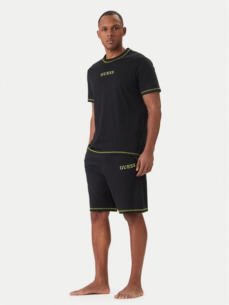 Guess Piżama U6GX03 KCAM1 Czarny Regular Fit. Czarne piżamy Guess, m, z aplikacjami, z bawełny, bez ramiączek. Za 269.99 zł.